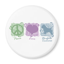 Pastel Peace, Love, and Norfolk Terriers magnets by MenagerieMayhem Pastel Peace, Love, and Norfolk Terriers magnets