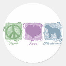 Pastel Peace, Love, and Otterhounds Stickers