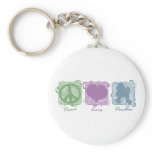 Pastel Peace, Love, and Poodles Keychains