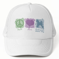 Pastel Peace, Love, and Portuguese Water Dogs Hats