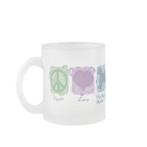 Pastel Peace, Love, and Portuguese Water Dogs Mug