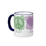 Pastel Peace, Love, and Pugs Mugs