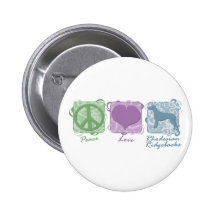 Pastel Peace, Love, and Rhodesian Ridgebacks Button