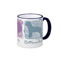 Pastel Peace, Love, and Rottweilers Mugs