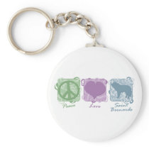 Pastel Peace, Love, and Saint Bernards Keychains