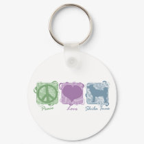 Pastel Peace, Love, and Shiba Inus keychains