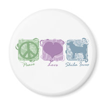 Pastel Peace, Love, and Shiba Inus magnets