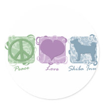 Pastel Peace, Love, and Shiba Inus stickers