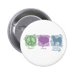 Pastel Peace, Love, and Tibetan Mastiffs Pinback Button