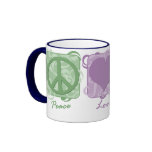 Pastel Peace, Love, and Tollers mugs