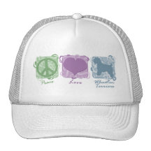 Pastel Peace, Love, and Wheaten Terriers Mesh Hat