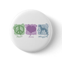 Pastel Peace, Love, and Whippets Pinback Buttons