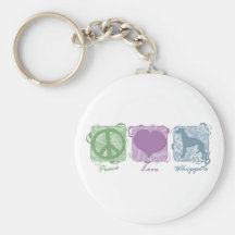Pastel Peace, Love, and Whippets Key Chains