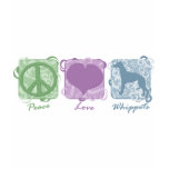 Pastel Peace, Love, and Whippets t-shirts