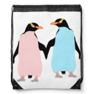Pastel Penguins in Love Cinch Bag