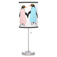Pastel Penguins in Love Desk Lamps