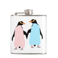 Pastel Penguins in Love Hip Flasks