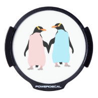 Pastel Penguins in Love LED Car Window Decal