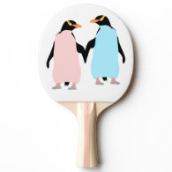 Pastel Penguins in Love Ping-Pong Paddle