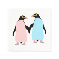 Pastel Penguins in Love Standard Cocktail Napkin