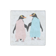 Pastel Penguins in Love Stone Magnet