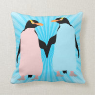 Pastel Penguins in Love Throw Pillows