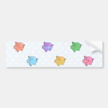 Pastel Pig Pattern Bumper Stickers