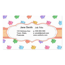 Pastel Pig Pattern Business Cards
