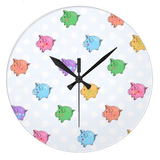 Pastel Pig Pattern Clock