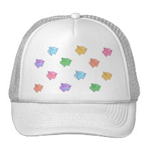 Pastel Pig Pattern Mesh Hats