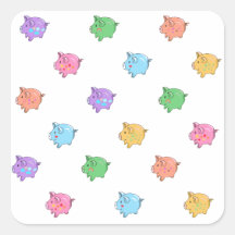 Pastel Pig Pattern Square Stickers