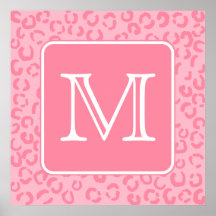 Pastel Pink Leopard Print. Custom Monogram.
