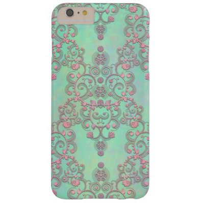 Pastel Pink over Mint Green Floral Damask Barely There iPhone 6 Plus Case