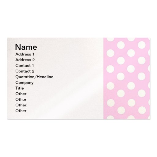 Pastel Pink Polka Dots Business Card Template (front side)