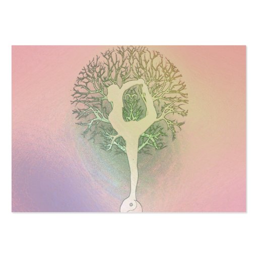 Pastel Pink Rainbow Yoga Tree Business Card Templates (front side)