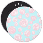 Pastel Pink Rose Pattern on Light Blue.
