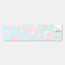 Pastel Pink Rose Pattern on Light Blue. Bumper Stickers