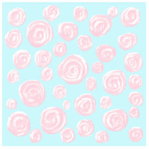 Pastel Pink Rose Pattern on Light Blue. Acrylic Cut Outs