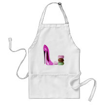 Pastel Pink Stiletto and French Macaroons Art Aprons