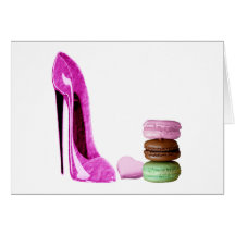 Pastel Pink Stiletto and French Macaroons Art Card