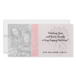 pastel pink swirl damask chic design photo card template