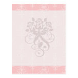 pastel pink swirl damask chic design post card