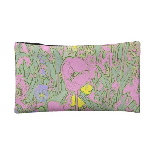 Pastel Pink Tulips Cosmetic Bag or Clutch Purse from Zazzle.
