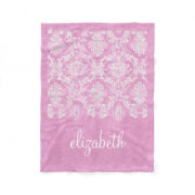 Pastel Pink Vintage Damask Pattern Grungy Finish customized blankets