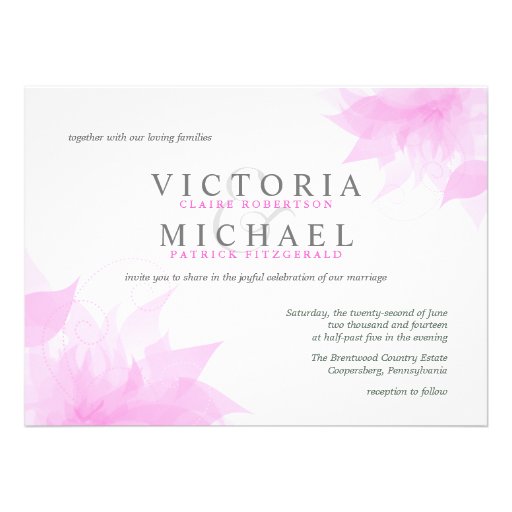 Pastel Pink Wispy Floral Wedding Invitations
