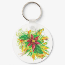 Pastel Poinsettia keychains by jarnolddesign Pastel Poinsettia keychains