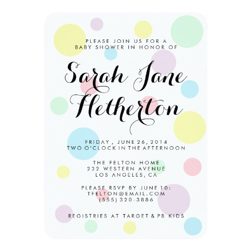 Pastel Polka Dots Baby Shower Invitations | Zazzle