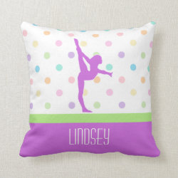 Pastel Polka-Dots Gymnastics in Lavender Throw Pillow