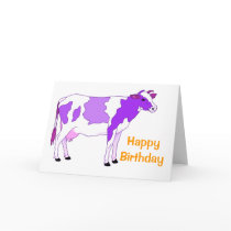 Pastel Purple Cow Birthday Greeting Cards