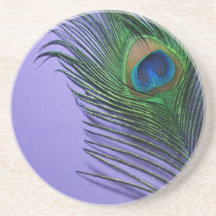Pastel Purple Peacock Feather Still LIfe Beverage Coaster